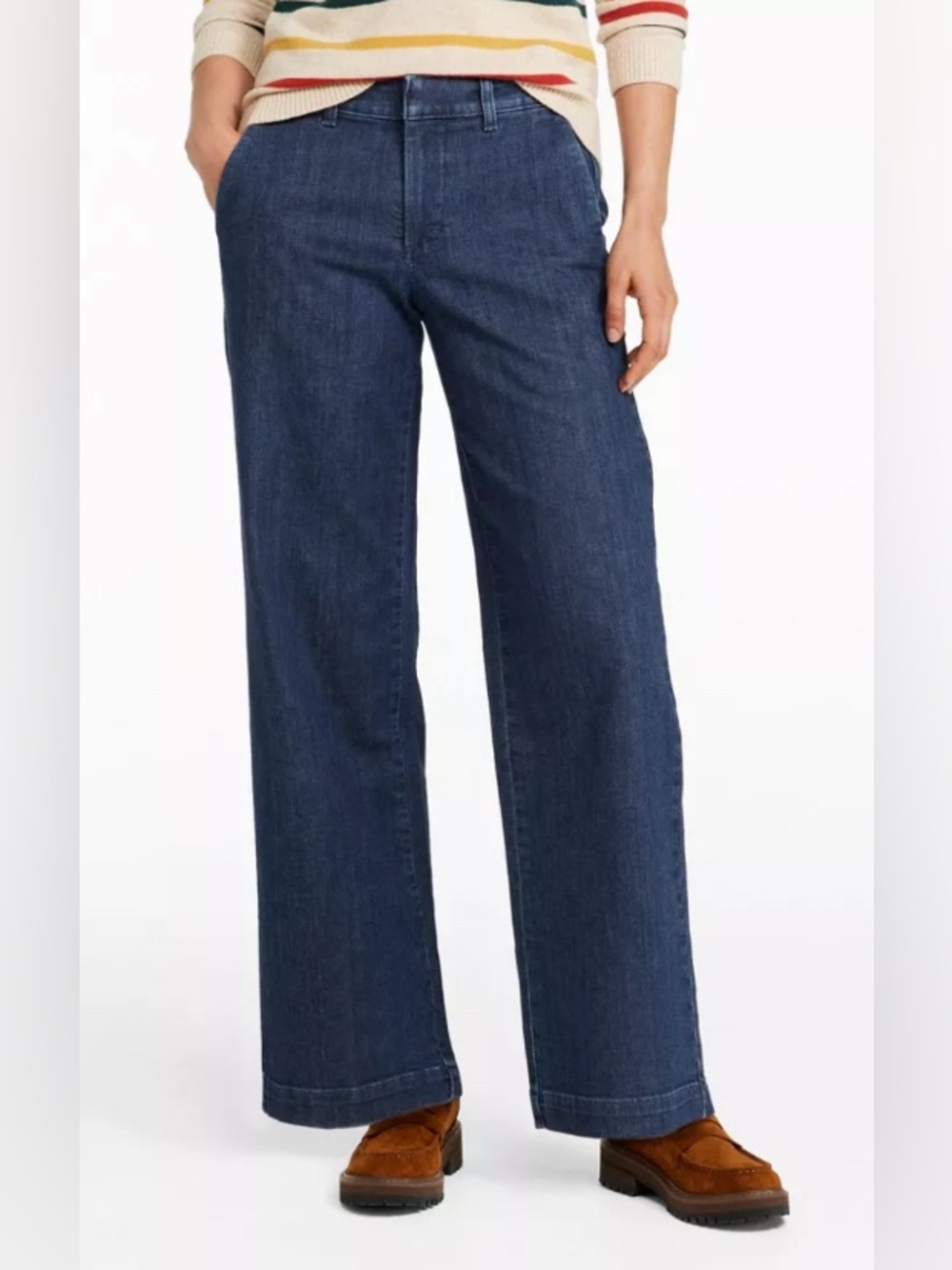 L.L. Bean Women’s True Shape Jeans, High-Rise Wide-Leg Trouser Nwt - 10